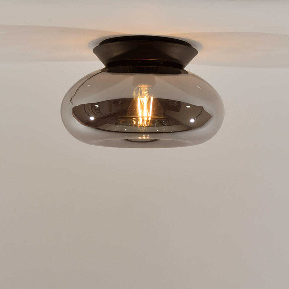 WAND-/DECKENLAMPE Cruet Rauch Low (Flach) - Anthrazit, Glas (28/28/14cm) - s.luce