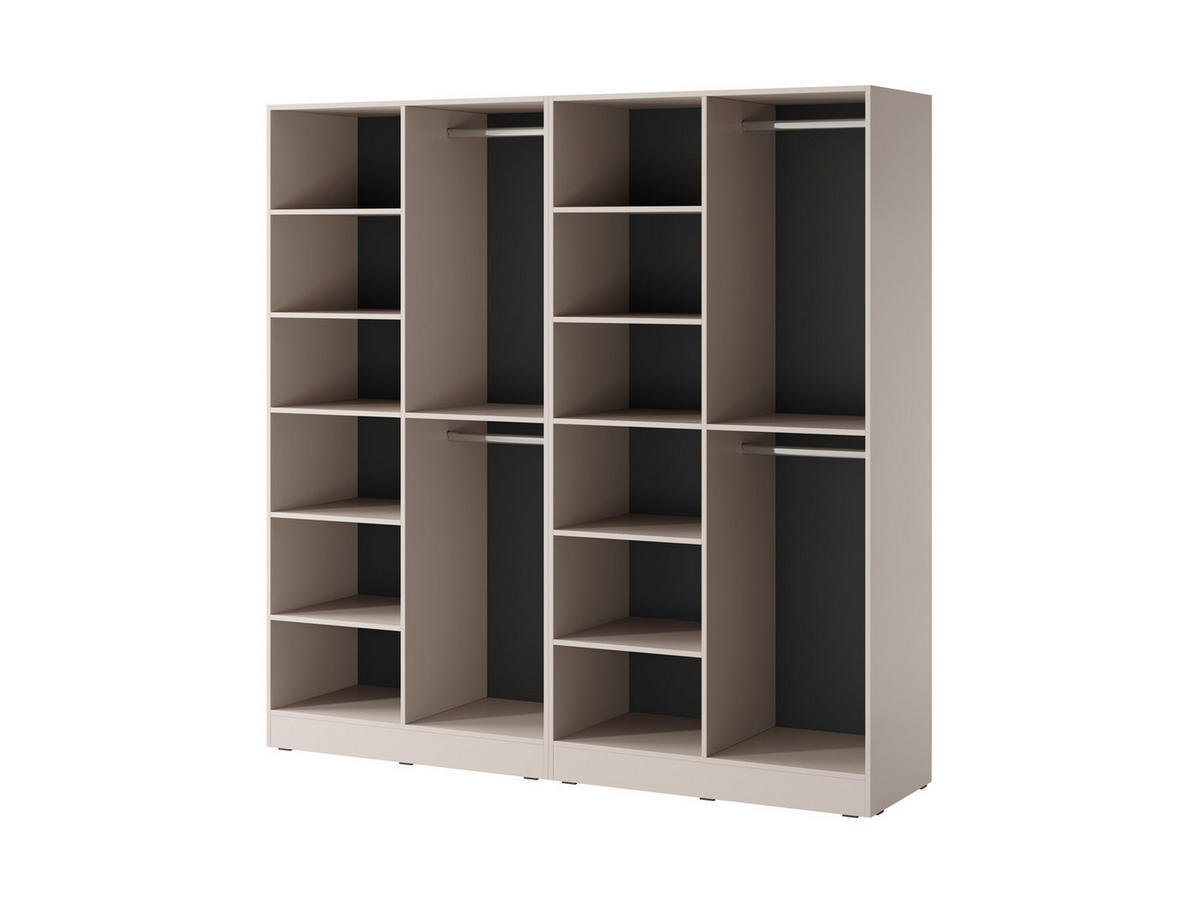 KLEIDERSCHRANK ZEN (Modular, Cashmere Matt, Rillenfront, 4-türig) - Kaschmir/Schwarz, Holz/Holzwerkstoff (202/200/51cm) - Ravio