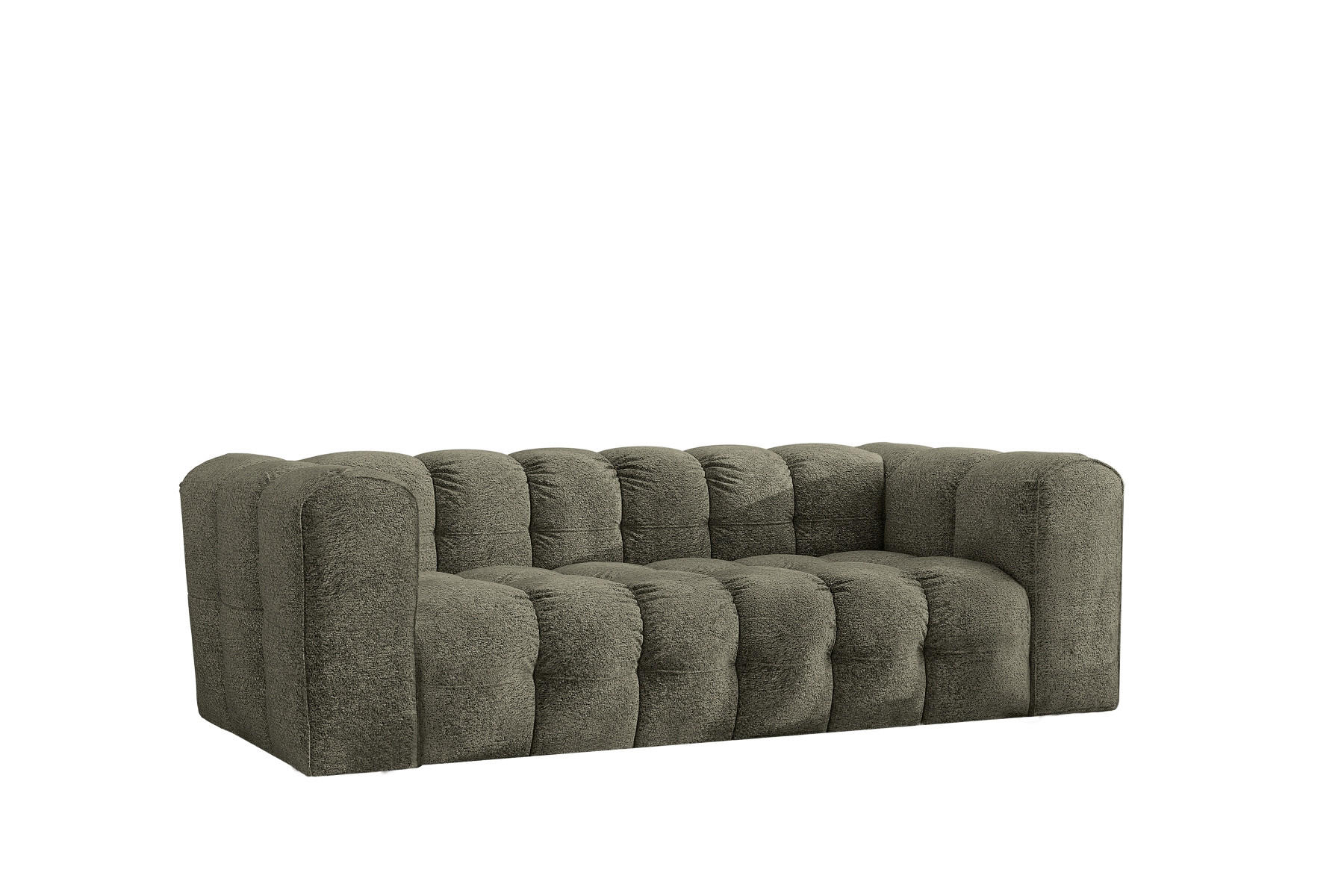 SOFA 3-Sitzer, Komfort, BALOO, Stoff Schenille & Bouclé, Grün - Grün, Holz (222/75/106cm) - Kaiser Möbel