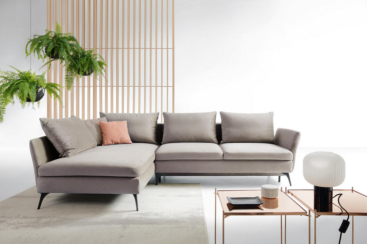 ECKSOFA Demisbal Hellgrau mit Bettkasten - Hellgrau, Textil (282/182cm) - Selsey