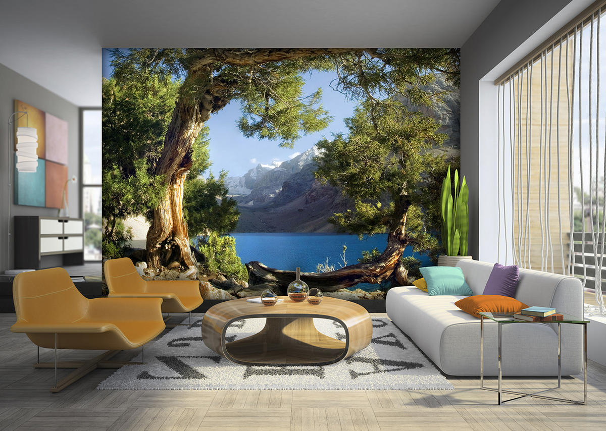 FOTOTAPETE Berglandschaft 375 x 270 cm - Grün, Papier (375/270cm) - Sanders & Sanders