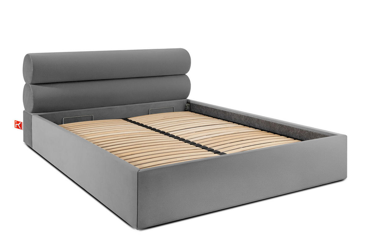 POLSTERBETT LUNEO - Hellgrau/Schwarz, Holz/Holzwerkstoff (202/204cm) - KONSIMO®