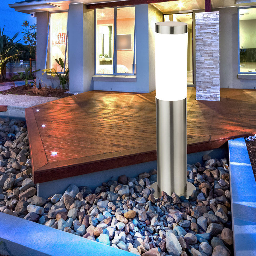 LED AUSSENLEUCHTE Edelstahl Silber - Silberfarben, Kunststoff (7.8/7.8/45cm) - Globo Lighting