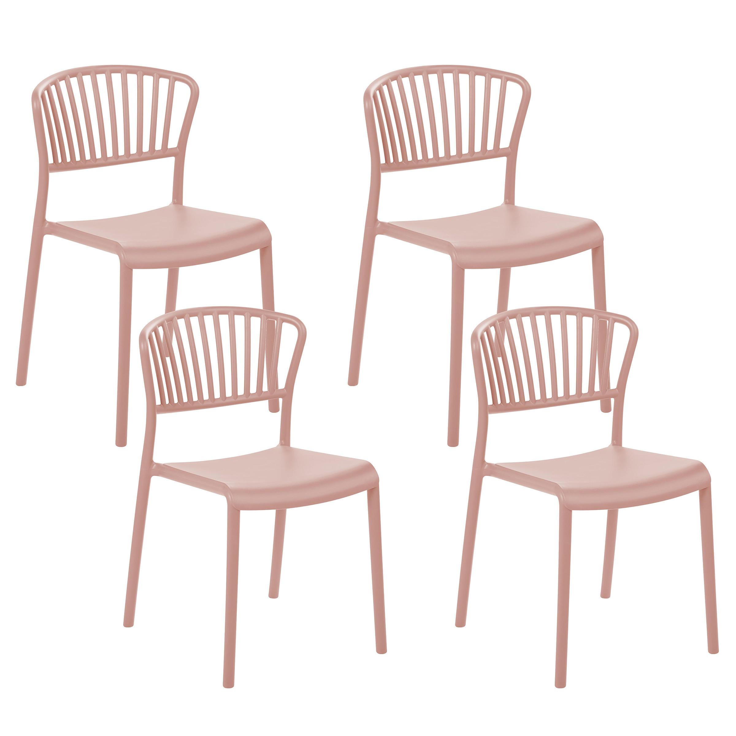 GARTENSTÜHLE 4er-Set Kunststoff rosa Gela - Pink, Kunststoff (45/78/50cm) - Beliani