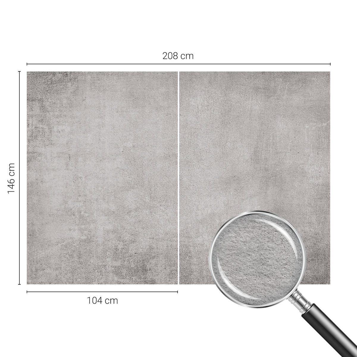 FOTOTAPETE 208x146 cm - Betonmuster - Grau, Textil (208/146cm) - Wallfluent