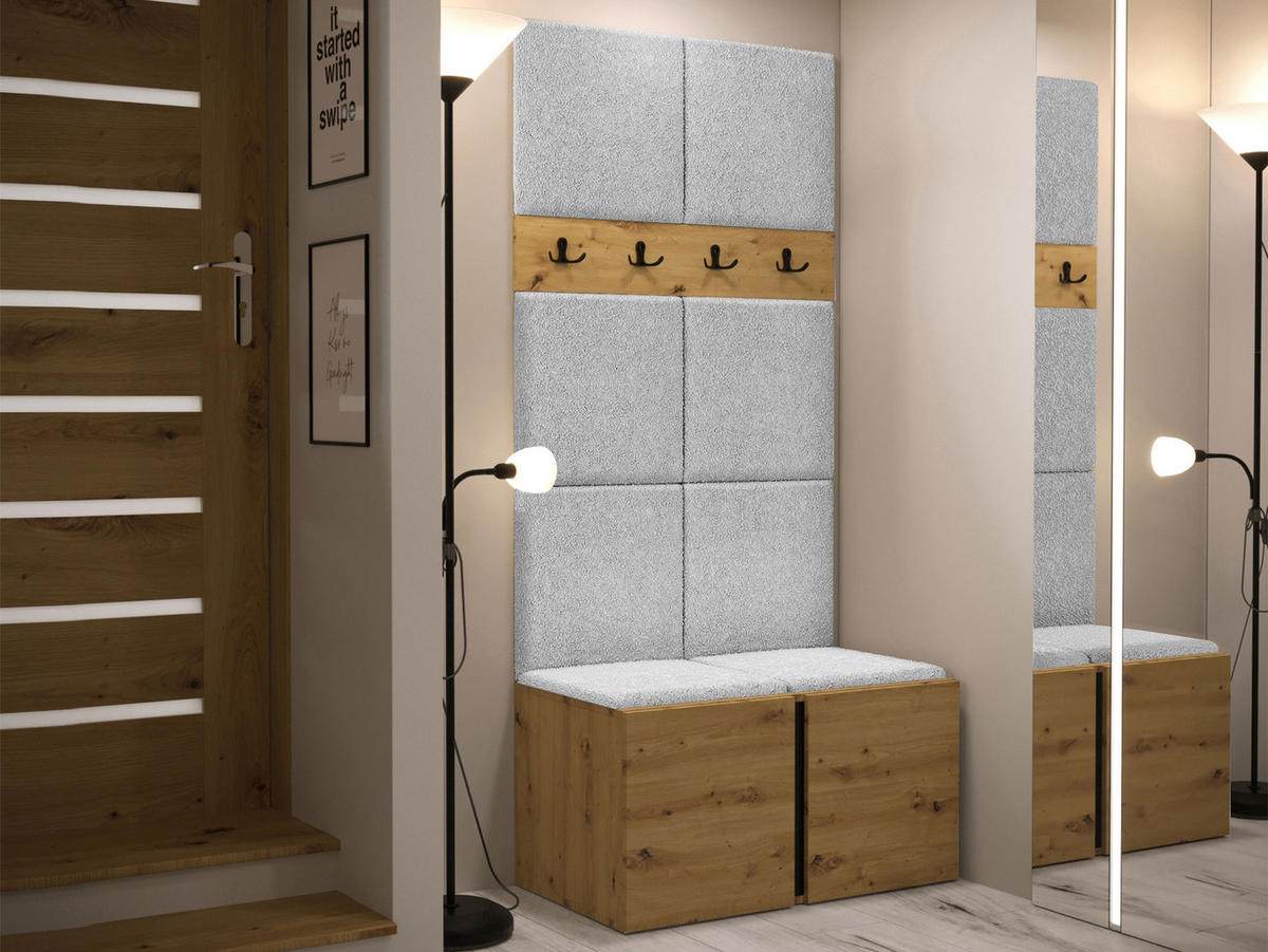 GARDEROBEN-SET Orion IV - Hellgrau/Eiche Artisan, Holzwerkstoff/Kunststoff (84/186/46cm) - MIRJAN24