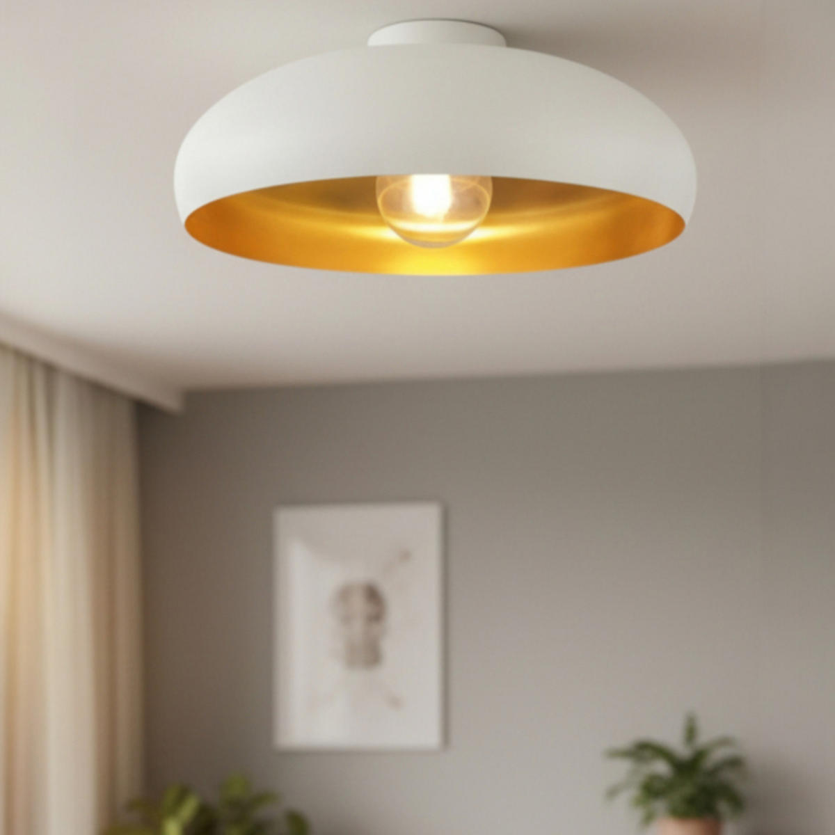 DECKENLEUCHTE Androa Lampe - Goldfarben/Weiß, Metall (40/40/20cm) - Bamyum