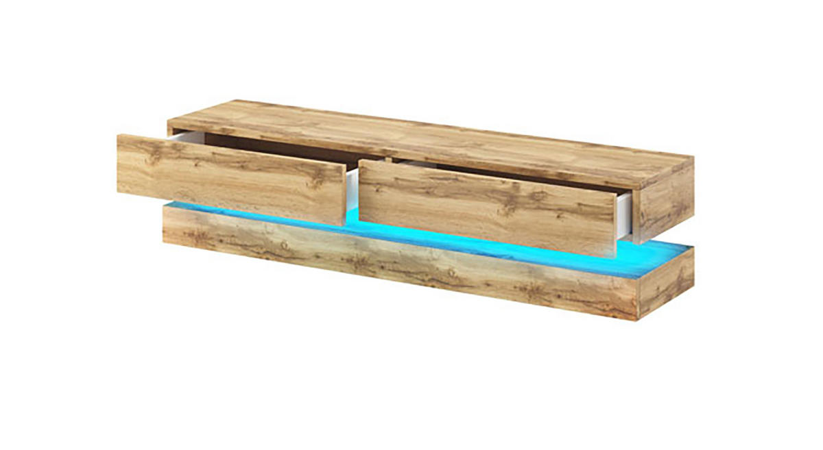 LOWBOARD Fly wotan eiche 140 / 34 / 25cm - Blau/Eichefarben, Holz/Holzwerkstoff (140/25/34cm) - Feldmann-Wohnen