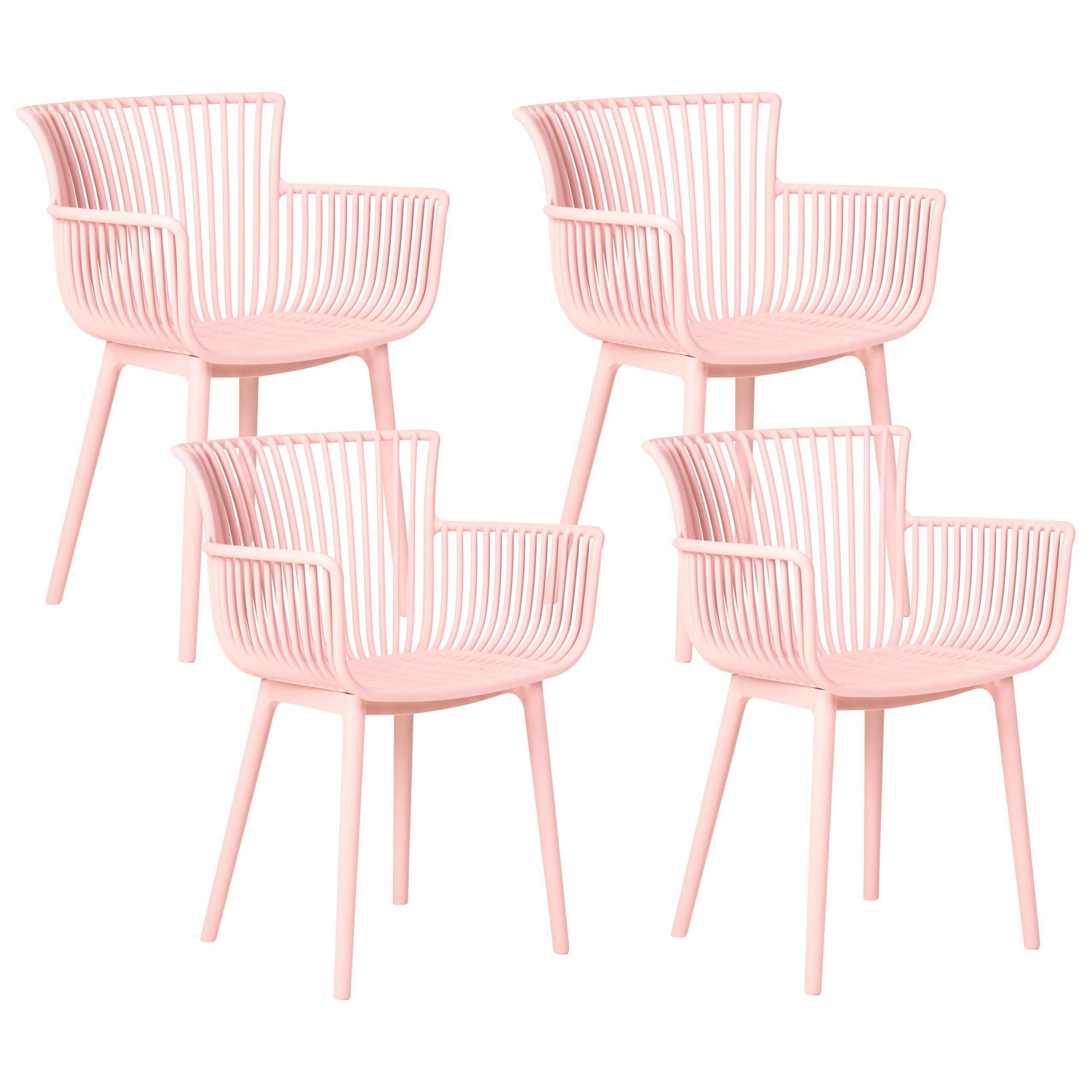 GARTENSTUHL 4er-Set Rosa Pesaro - Pink, Kunststoff (58/84/45cm) - Beliani