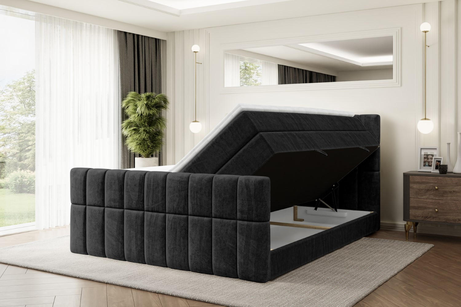 Thumbnail - Altdecor Boxspringbett, Schwarz, Holzwerkstoff, Höhe ca. 20 cm, 180x200 cm, Schlafzimmer, Betten, Boxspringbetten