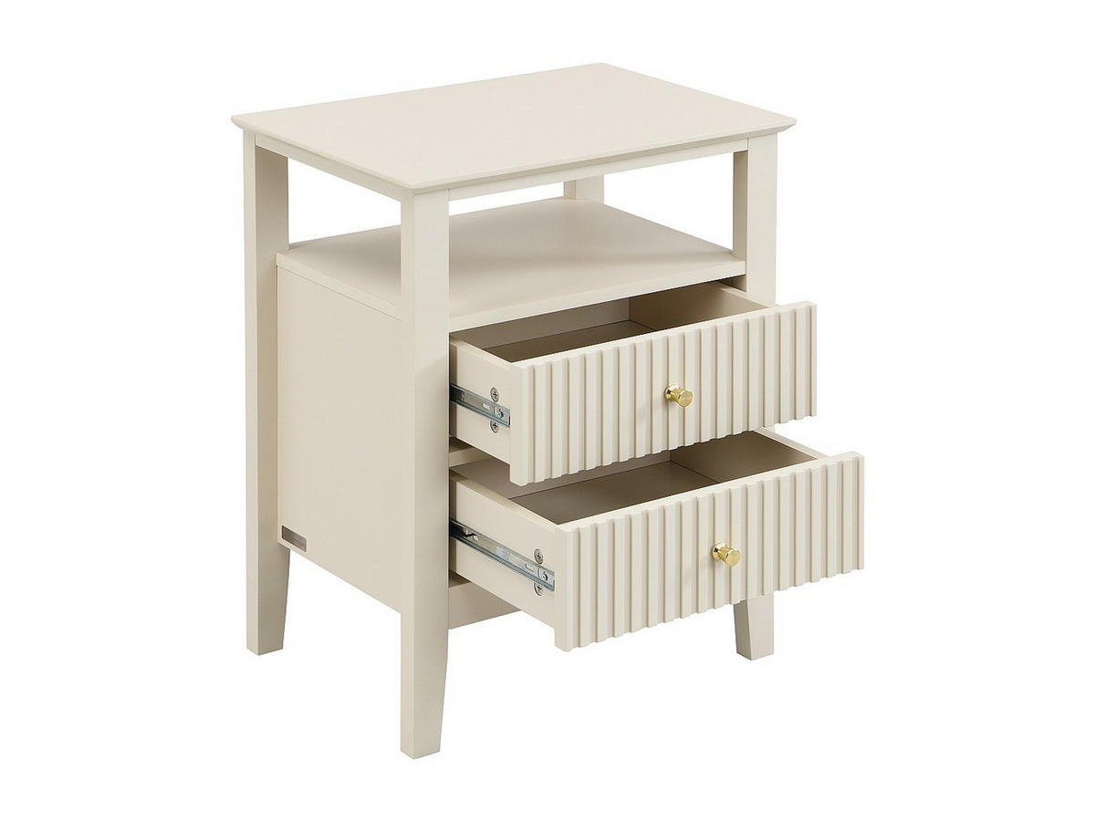 NACHTTISCH 2 Schubladen & 1 Ablage – MDF – Beige – NIRIVA - Beige, Holz (35/62/48cm) - Vente-Unique