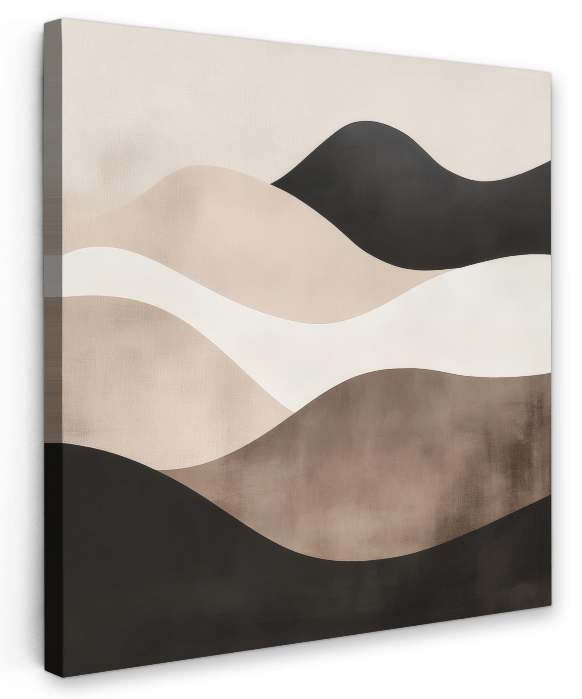 LEINWANDBILD Abstrakt - Landschaft - Wellen - Cremefarben 50x50 cm - Cappuccino, Textil (50/50cm) - MuchoWow