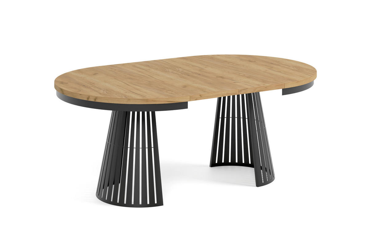 ESSTISCH Cone Bis - Honigeiche/Schwarz, Holzwerkstoff/Metall (120/120/76cm) - Meblini