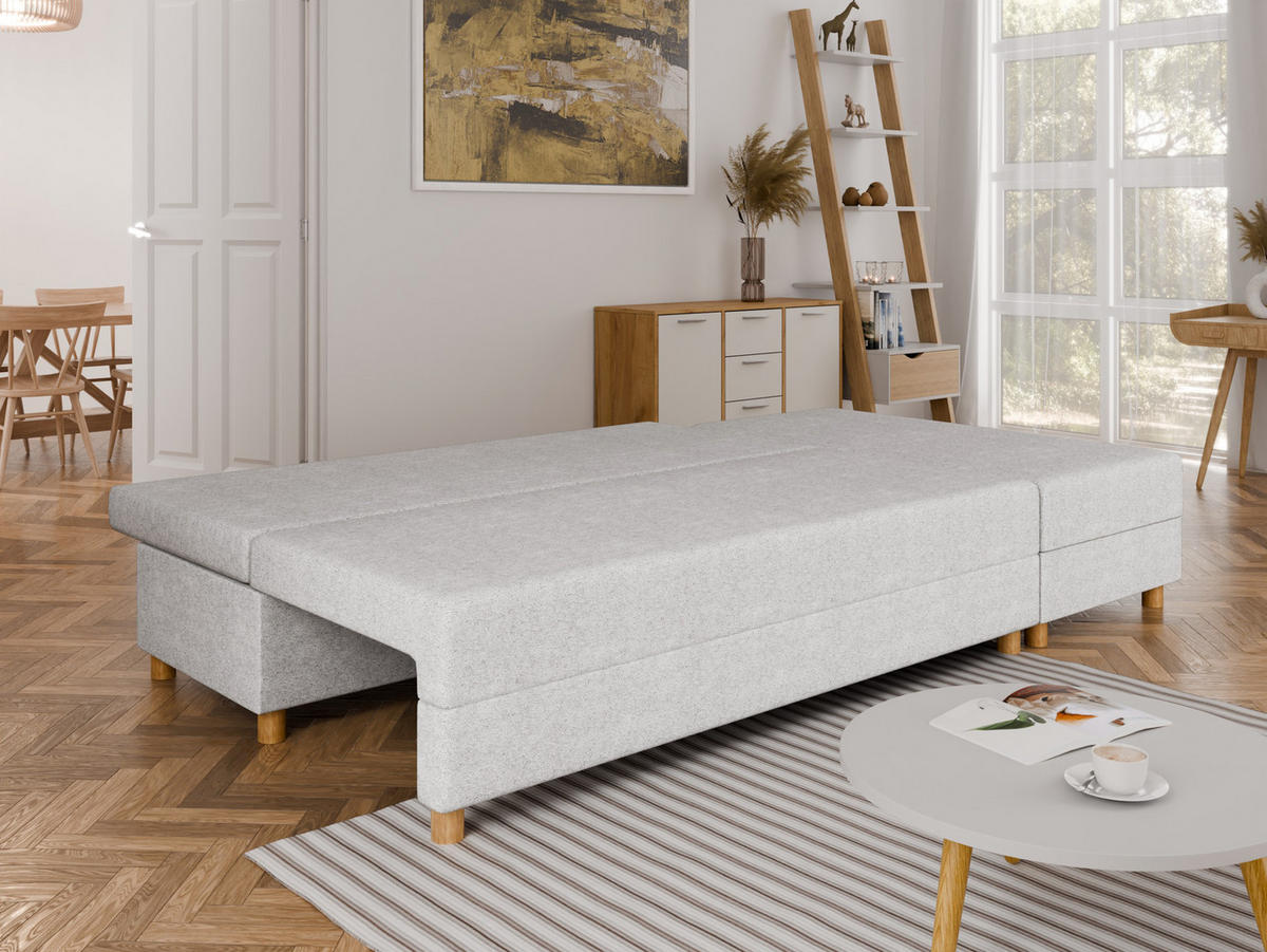 ECKSOFA Lellice L-Form - links oder rechts montierbar, hellgrau - Hellgrau, Holz (214/122cm) - Panda Möbel