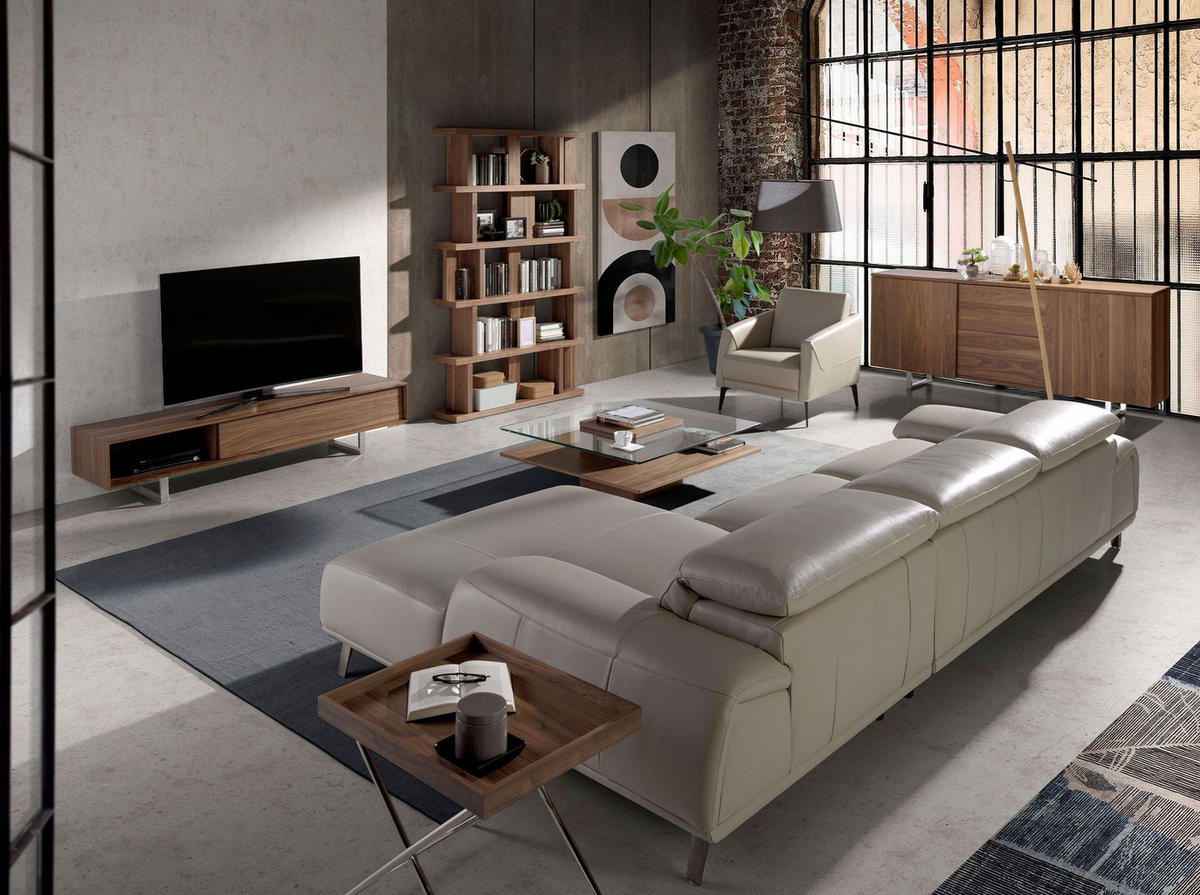 COUCHTISCH Quadratischer Couchtisch aus gehärtetem Glas und Nussbaumholz 100/100/35 cm - Transparent/Nussbaumfarben, Glas/Holz (100/100/35cm) - ANGEL CERDA