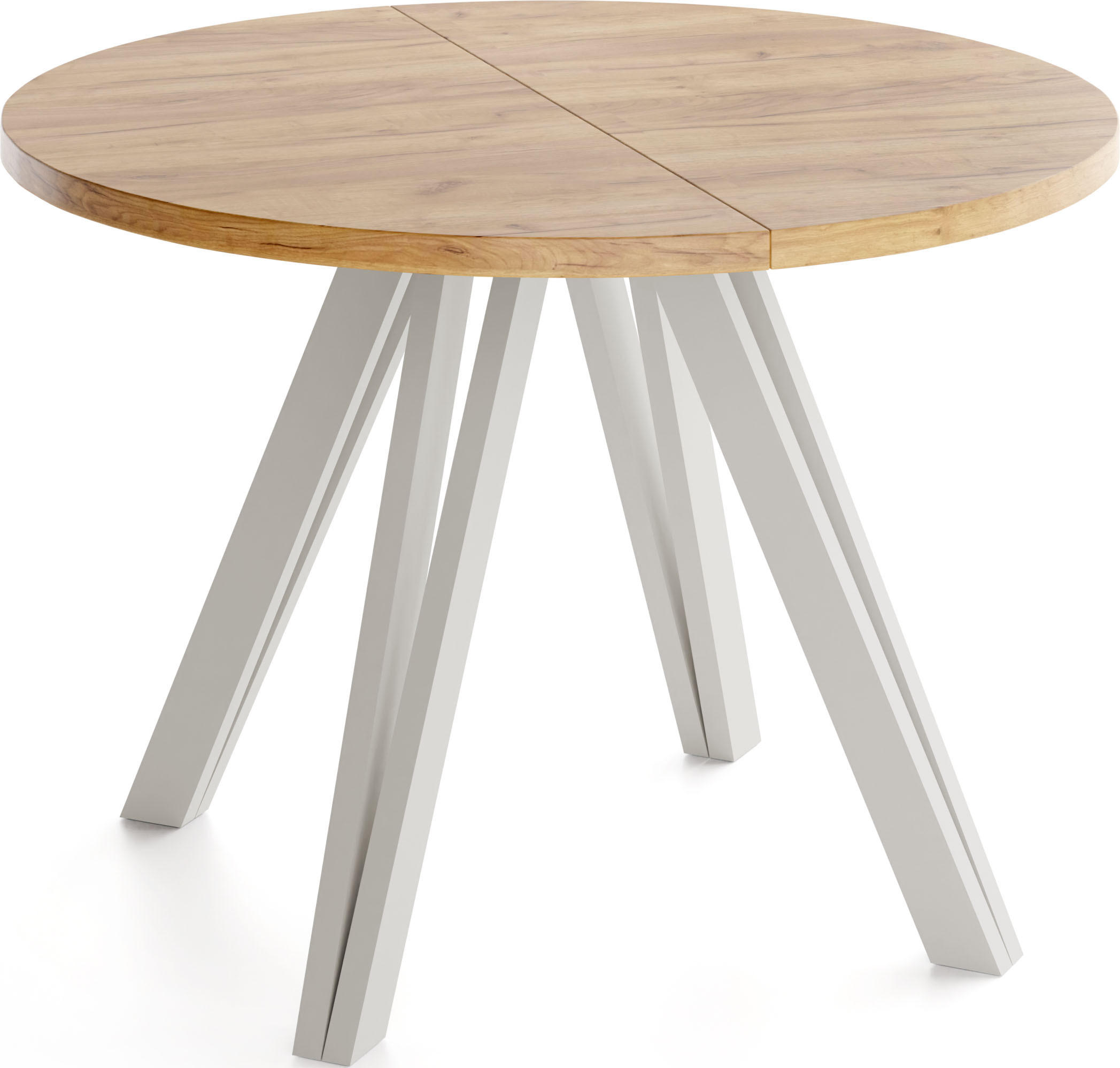 ESSTISCH Ravero runder ausziehbarer, Eiche Braun 100-140/100/77 cm - Kaschmir/Eiche Wotan, Holz/Holzwerkstoff (100/100/77cm) - WFL GROUP