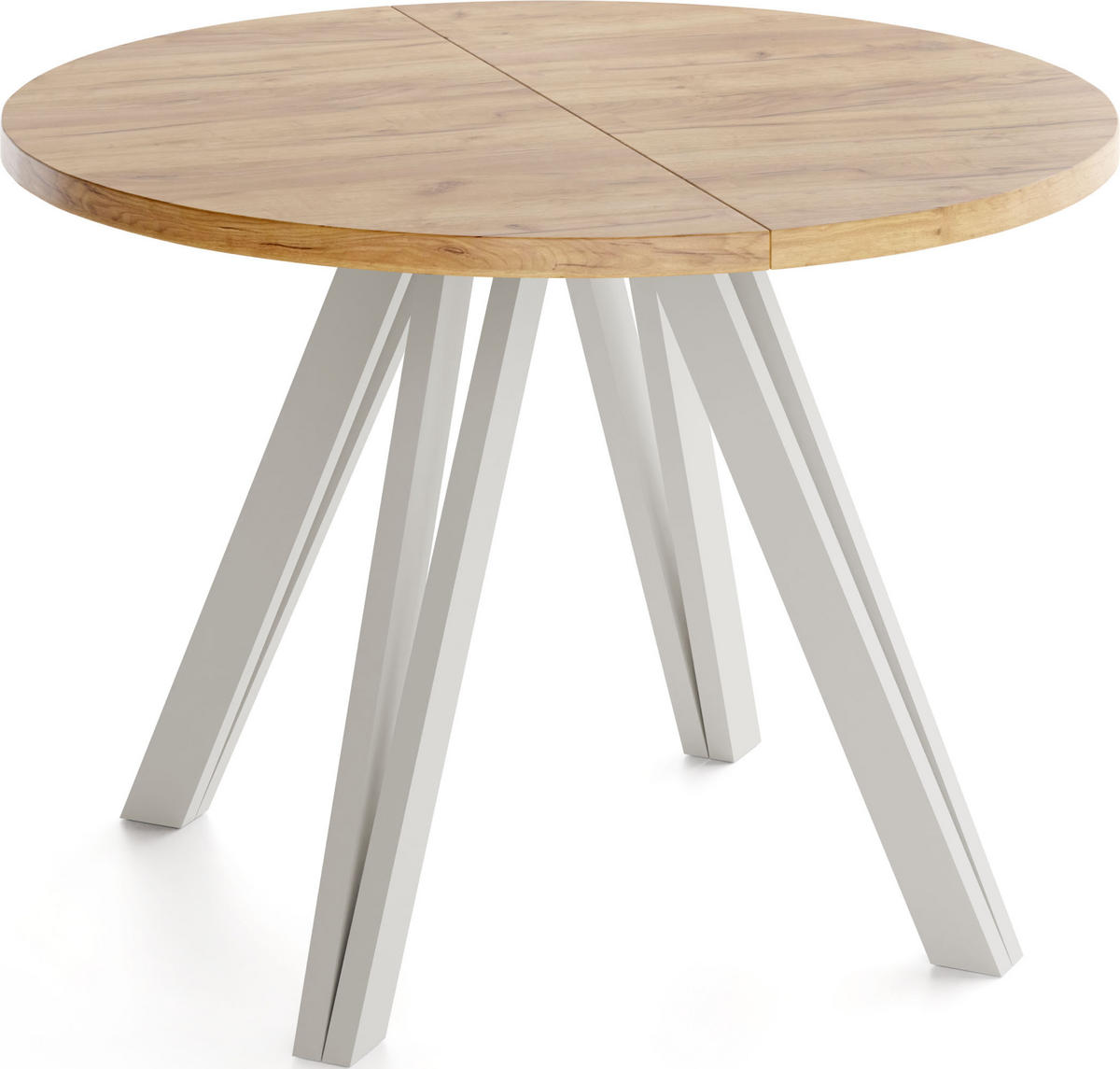 ESSTISCH Ravero runder ausziehbarer, Eiche Braun 100-140/100/77 cm - Kaschmir/Eiche Wotan, Holz/Holzwerkstoff (100/100/77cm) - WFL GROUP