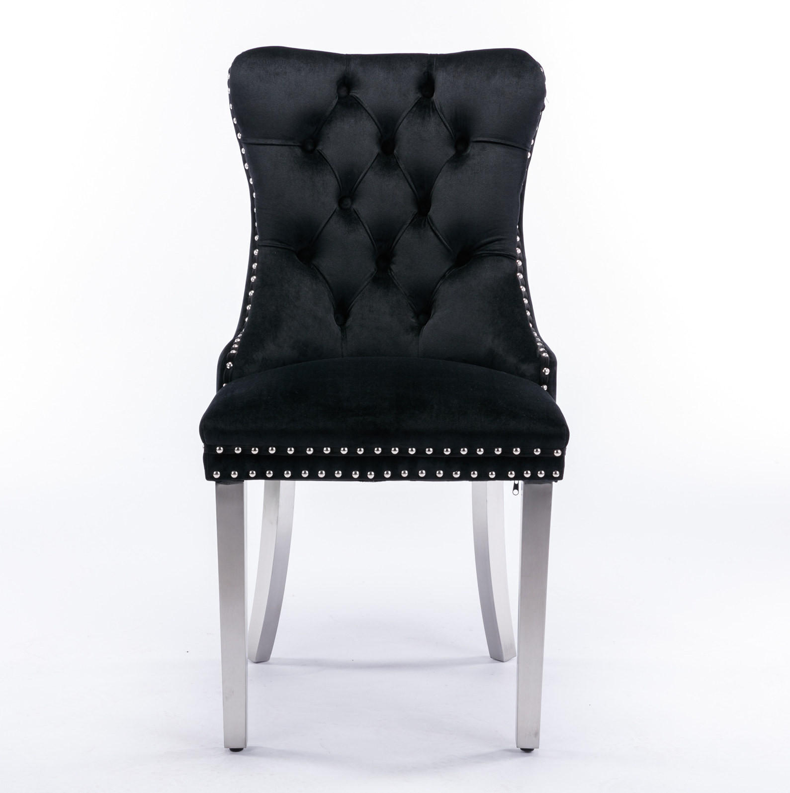 ESSZIMMERSTUHL 2er-Set mit hoher Rückenlehne Samt Schwarz - Schwarz, Metall (50/95/65cm) - Meubliv