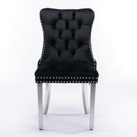 ESSZIMMERSTUHL 2er-Set mit hoher Rückenlehne Samt Schwarz - Schwarz, Metall (50/95/65cm) - Meubliv