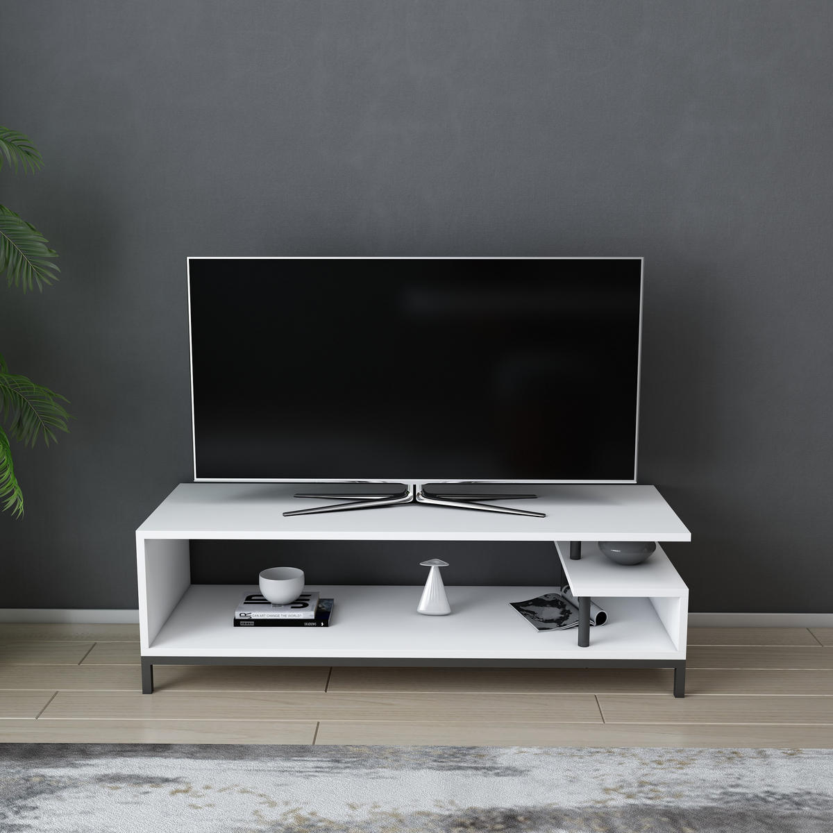 TV-LOWBOARD Reilly Schwarz-Weiß - Schwarz/Weiß, Holzwerkstoff (120/38/45cm) - Decorotika