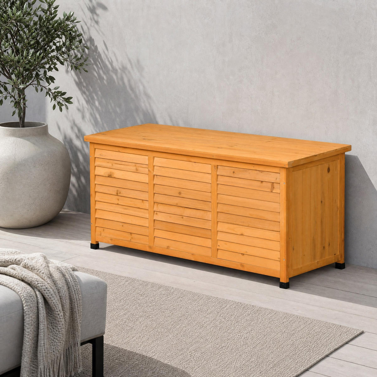 GARTENKOMMODE 127/60/56 cm Gelb aus Holz mit Stauraum - Gelb, Holz (56/60/127cm) - OKMYHOME