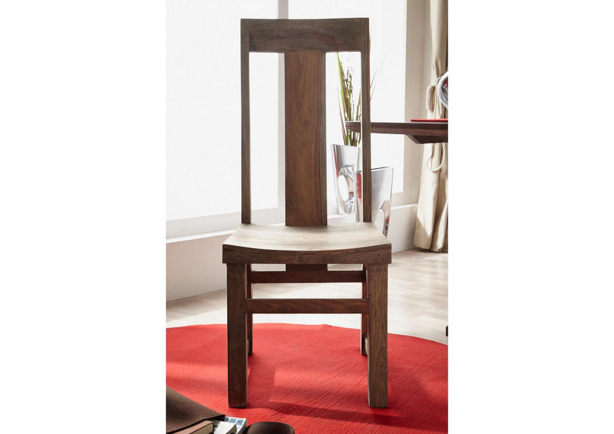 STUHL Sheesham 45x47x110 grau geölt NATURE GREY #122, 2er Set - Grau, Holz (45/110/47cm) - Massivmoebel24