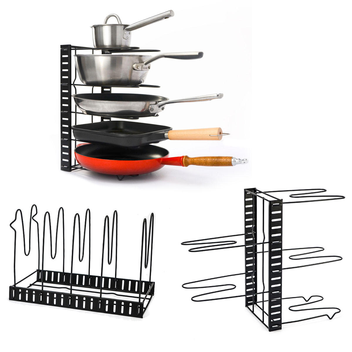 TOPFREGAL 39/26/21,5 cm mit 5 Ablagen - Schwarz, Metall (21.5/26/39cm) - MAKLIK