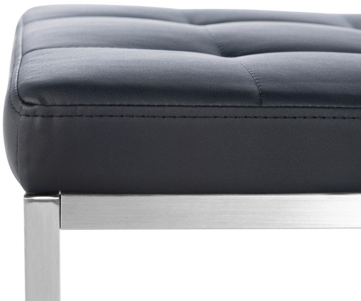 SITZWÜRFEL 2er Set Lederlook schwarz - Edelstahlfarben/Schwarz, Textil/Metall (40/48/40cm) - CLP