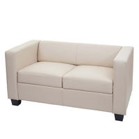 2ER SOFA Cremeweiß - Weiß, Leder (137/70/75cm) - MCW