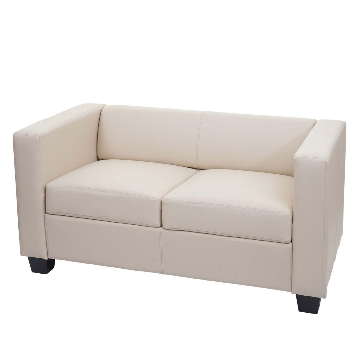 2ER SOFA Cremeweiß - Weiß, Leder (137/70/75cm) - MCW