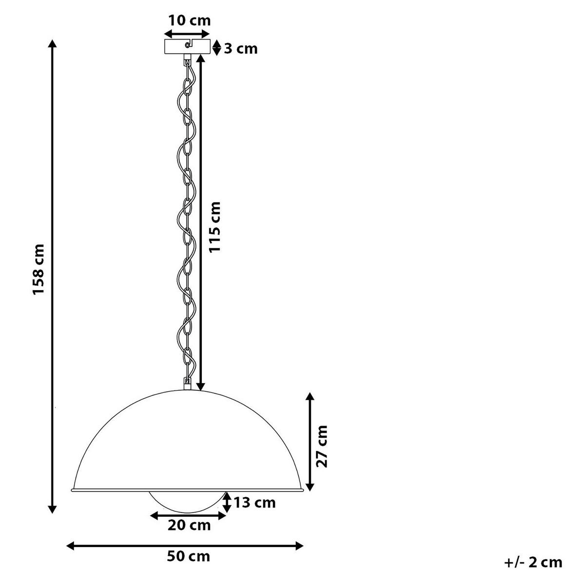 HÄNGELEUCHTE Thames 50x50x158 cm - Schwarz, Metall (50/50/158cm) - Beliani