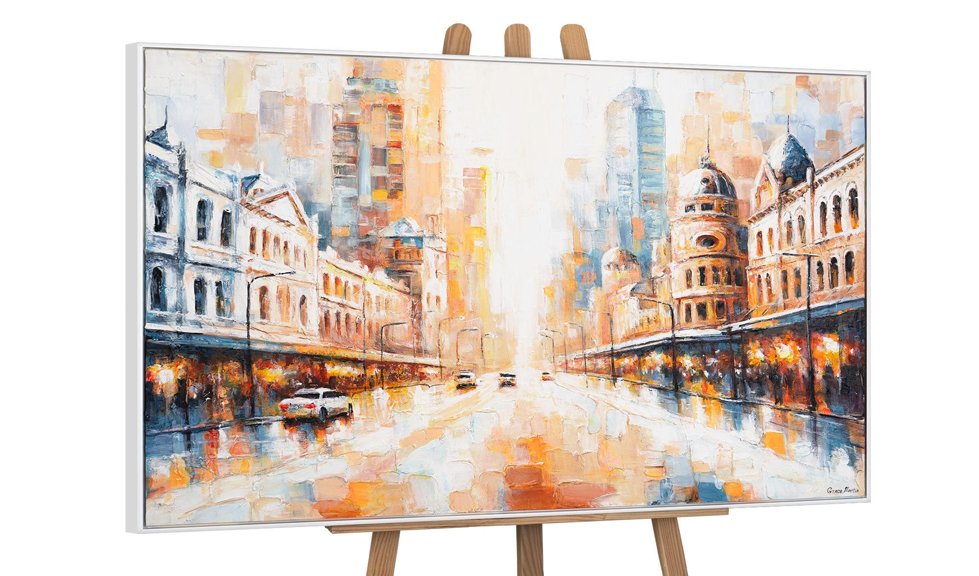 GEMÄLDE Raum und Rhythmus Schattenfugenrahmen Weiß 120x80 cm - Weiß, Holz (120/80cm) - YS-art gallery