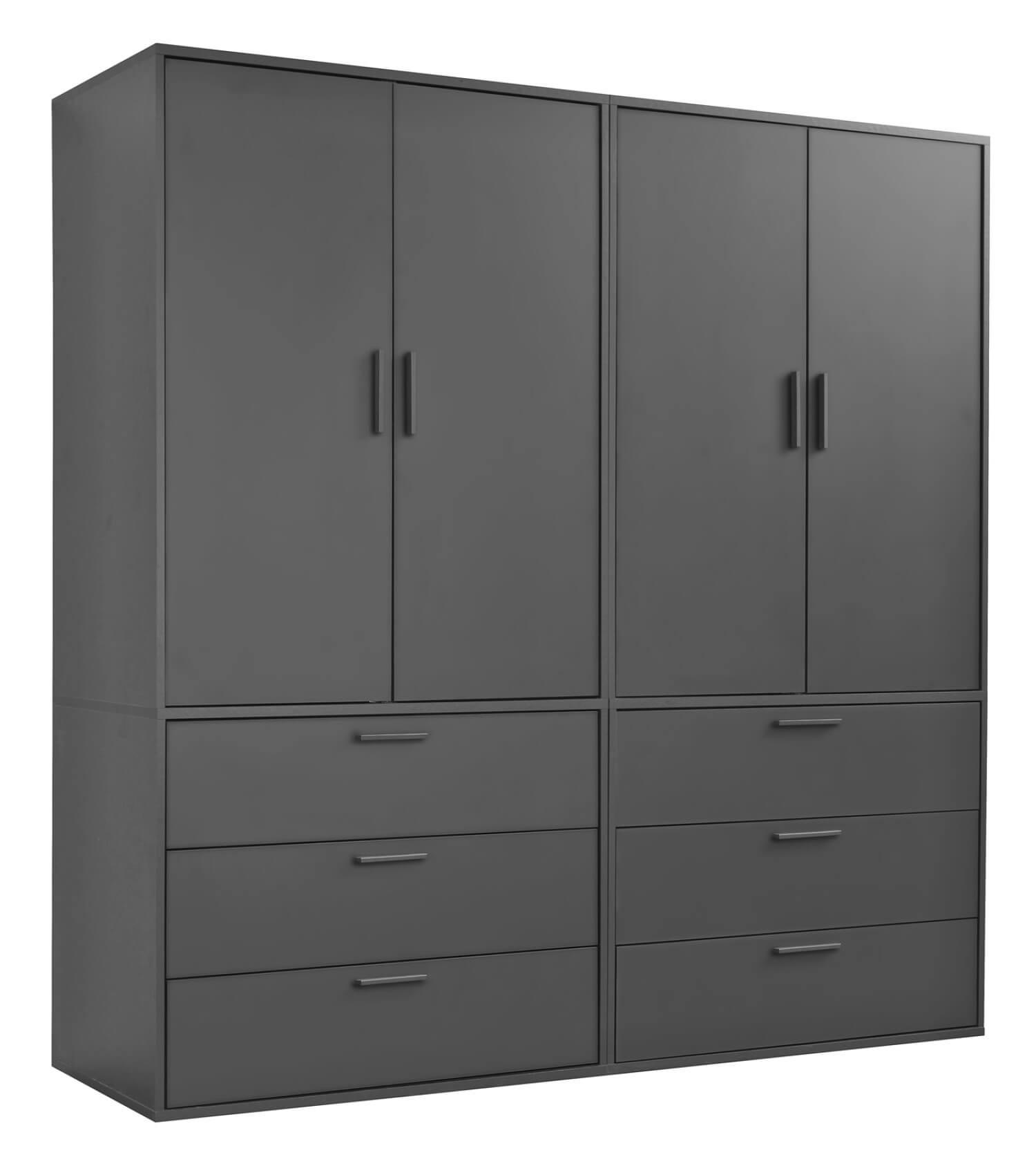 KLEIDERSCHRANK Der Grenzenlose - Anthrazit, Holzwerkstoff (180/187/58cm) - Mokebo