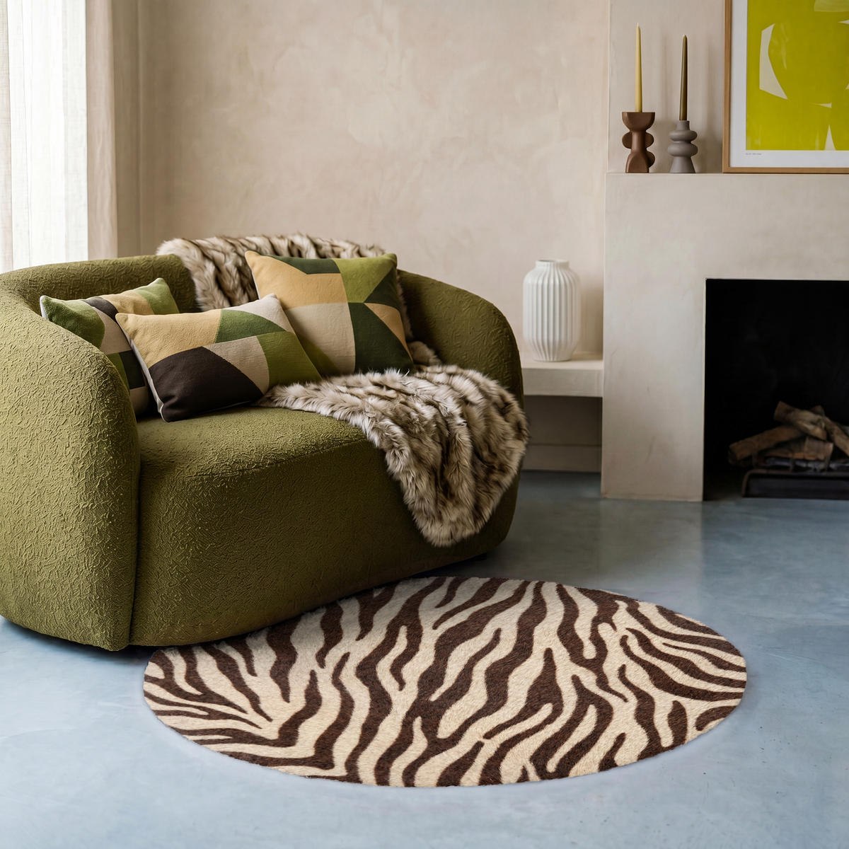 KOBERCE - Zebra - Pruhy - hnedá - 90x90 cm - čierna, textil/plast (90/0.4cm) - OnlyWow
