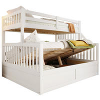 HAUSBETT 90/200 cm + 140/200 cm mit Stauraum und hydraulischem Bettkasten, Weiß - Weiß, Holz (90/200cm) - Flora Grace