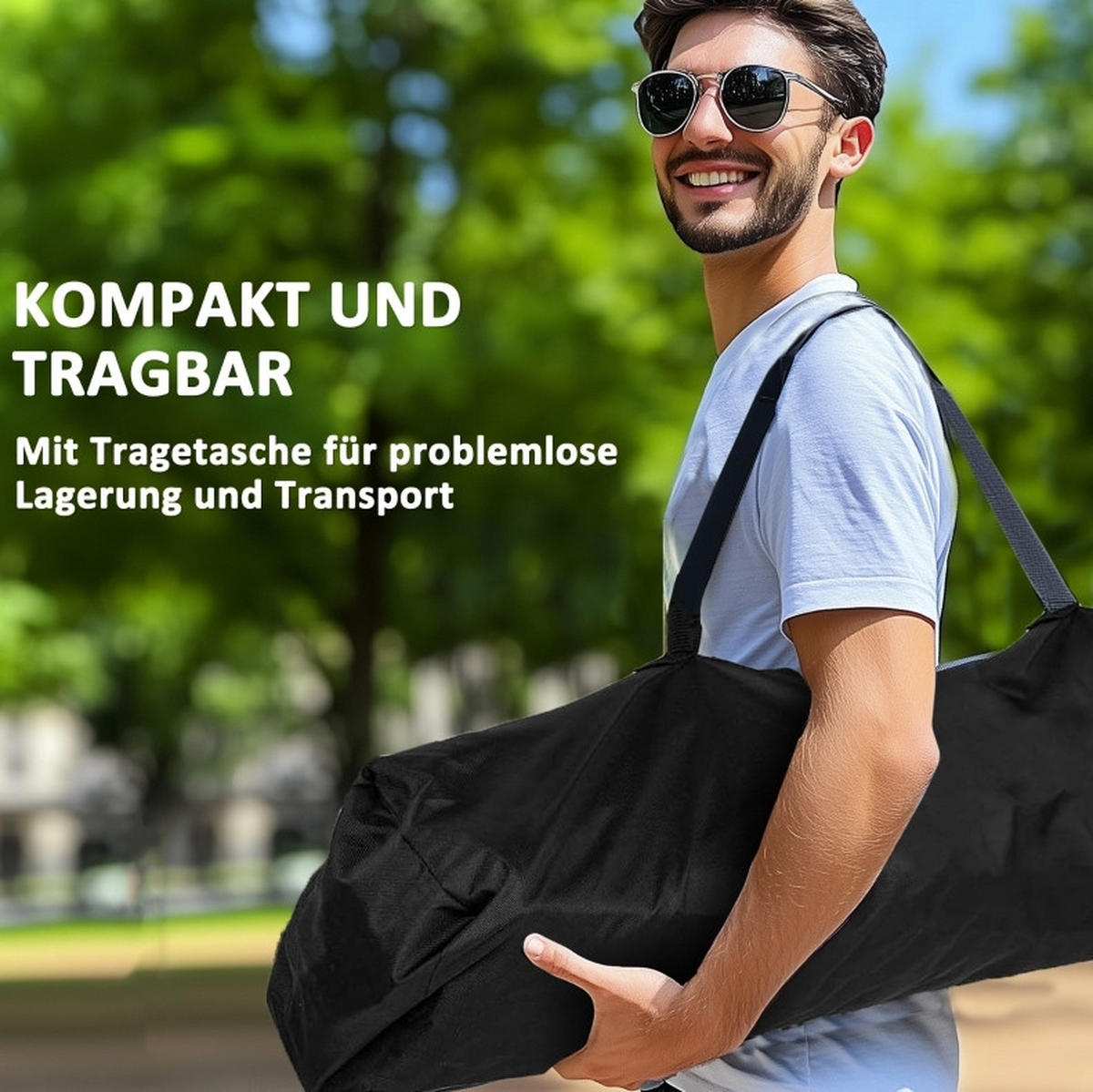 CAMPINGSTUHL aus Metall 94x62x100 cm in Schwarz mit Kühltasche - Schwarz, Metall (62/100/94cm) - Modfu