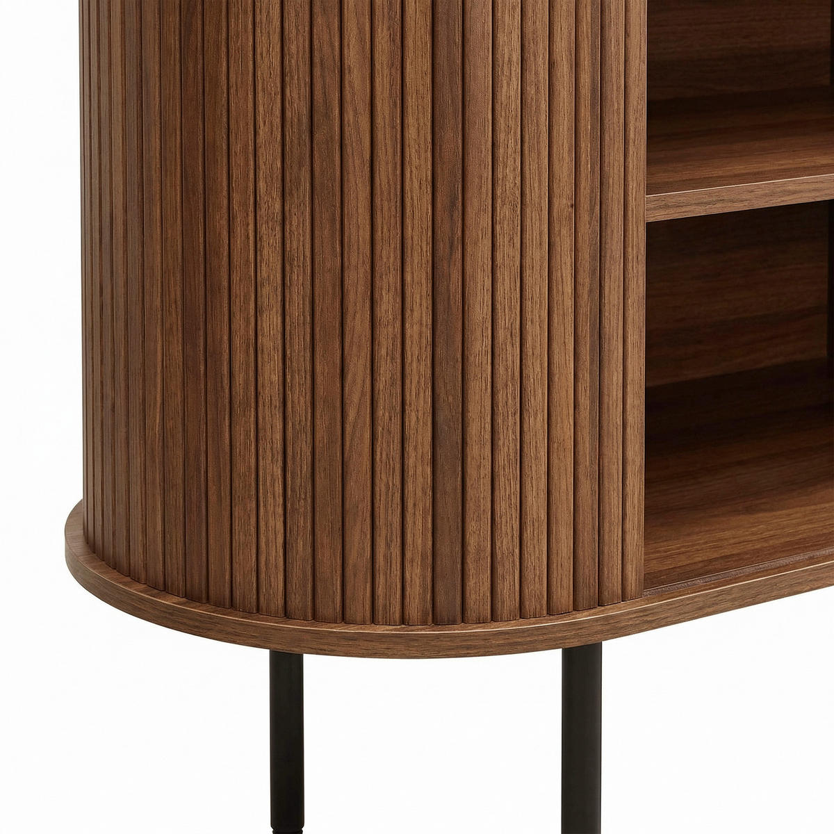 SIDEBOARD Rolljalousie MDF Metallbeine Stauraum modern - Walnussfarben, Holzwerkstoff (40/78/140cm) - FLIEKS