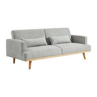 SCHLAFSOFA Klappsofa 3-Sitzer - Stoff - Hellgrau - ESME - Hellgrau, Textil (216/85/89cm) - Vente-Unique