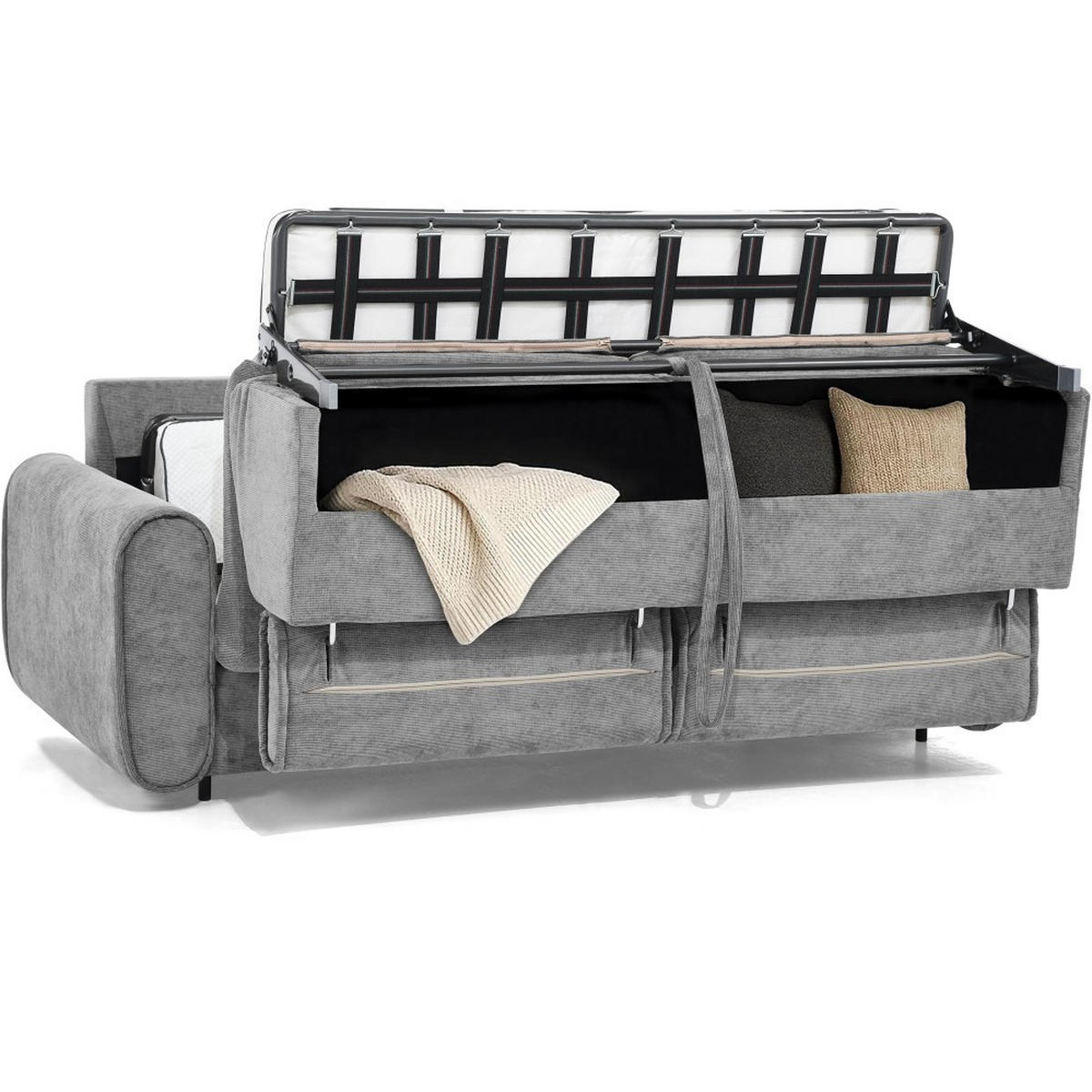 SCHLAFSOFA Pavarti mit italienischem Gestell, 160x195, Grau - Schwarz/Grau, Holzwerkstoff/Textil (214/88/100cm) - Beautysofa