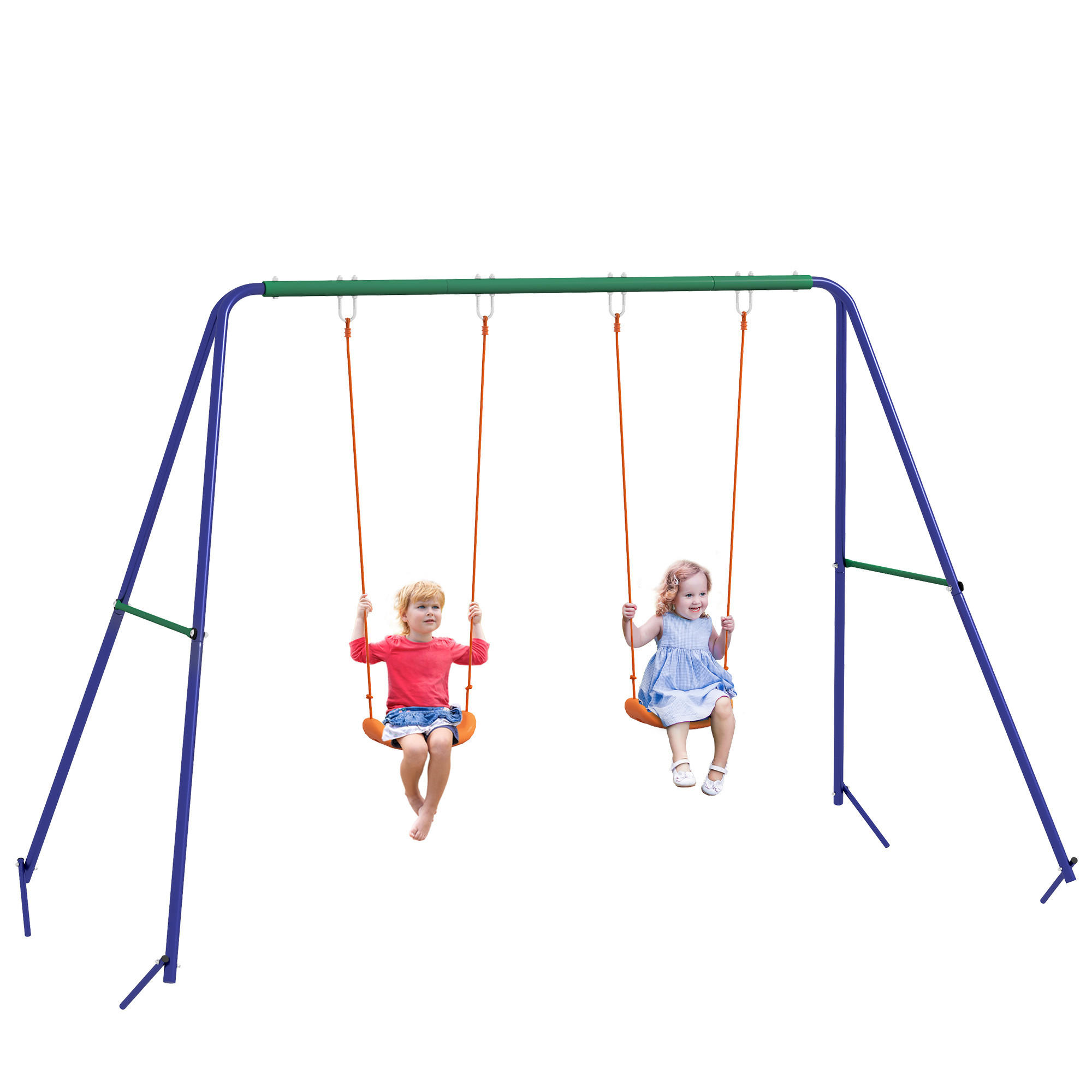 KINDERSCHAUKEL 2er - Multicolor, Kunststoff/Metall (160/269cm) - Outsunny