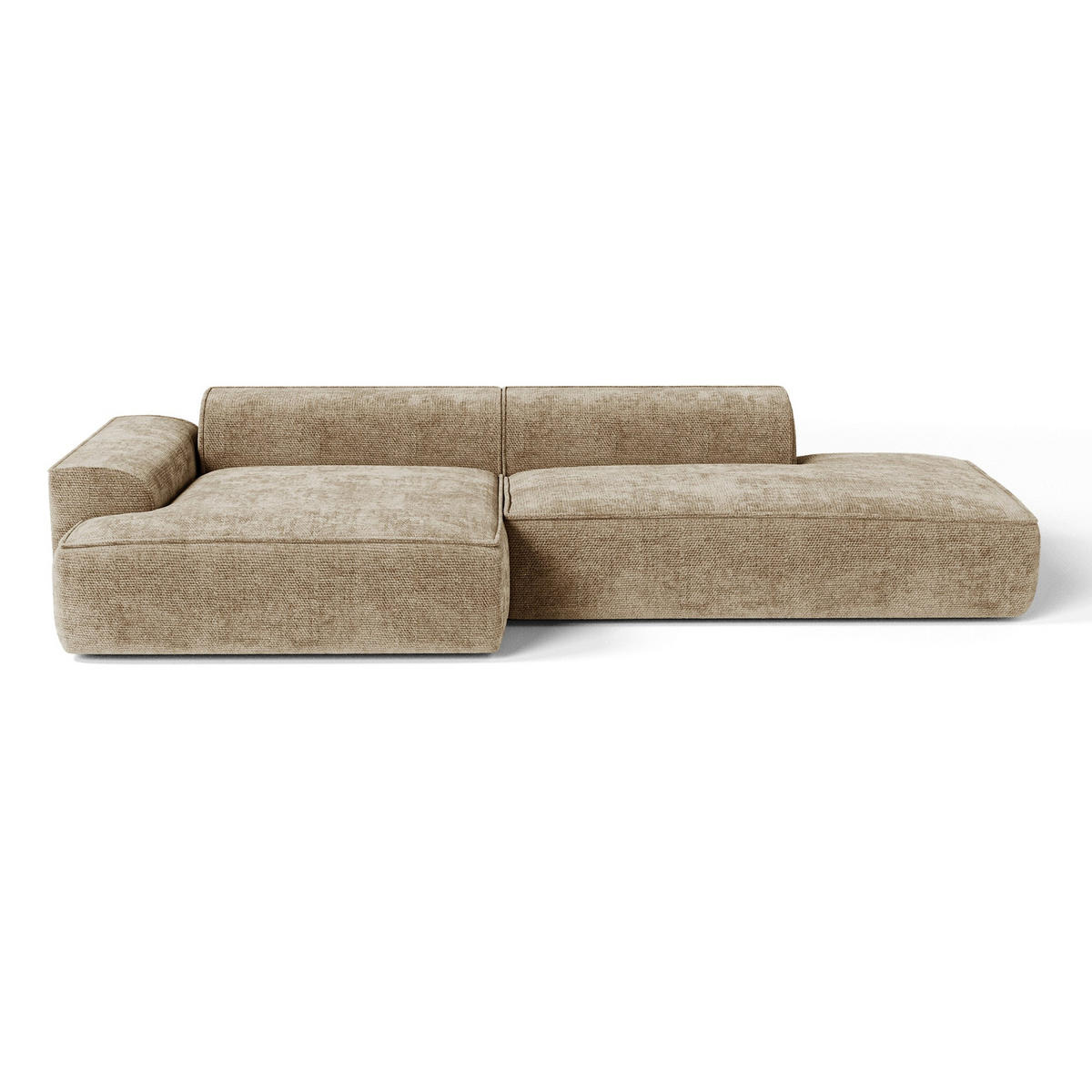 ECKSOFA (links) HANA Strick-Samt Taupe 300cm - Taupe, Textil (300/155cm) - Premium Interiors