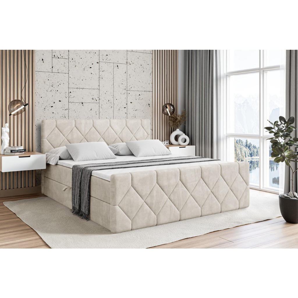 Thumbnail - Altdecor Boxbett, Ecru, Holzwerkstoff, Höhe ca. 20 cm, 160x200 cm, Schlafzimmer, Betten, Boxspringbetten