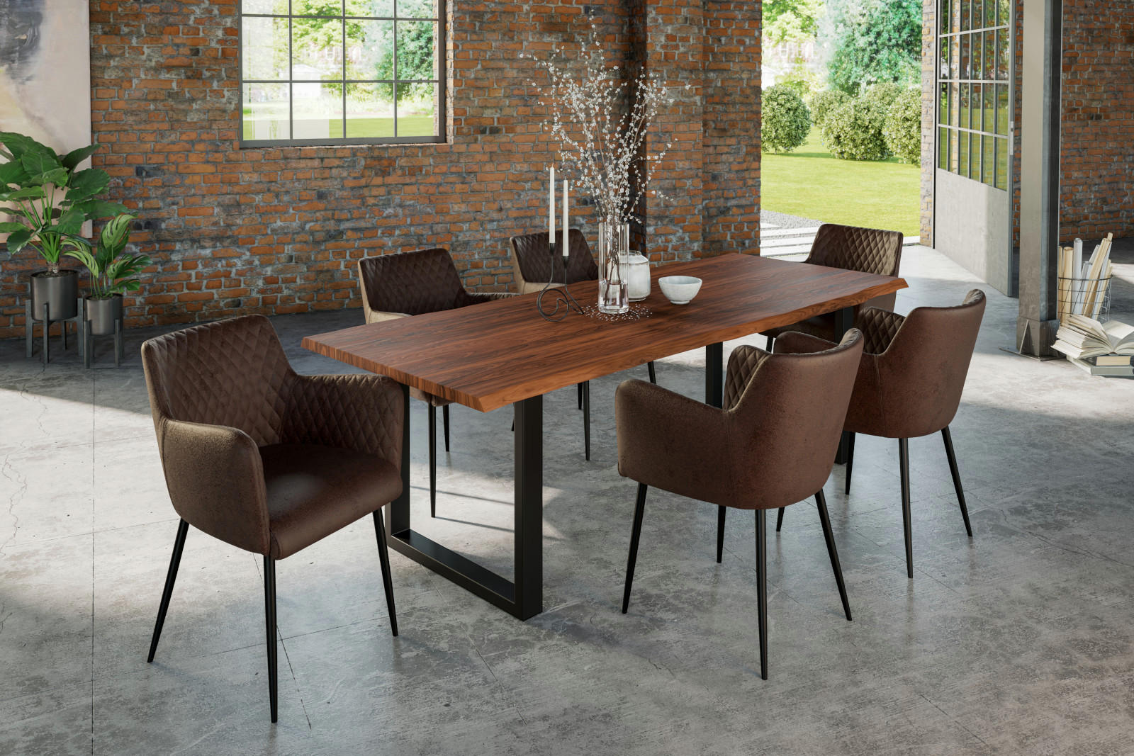 ESSTISCH LAUREN - Nussbaumfarben/Walnussfarben, Holz/Metall (100/240/77cm) - SAM