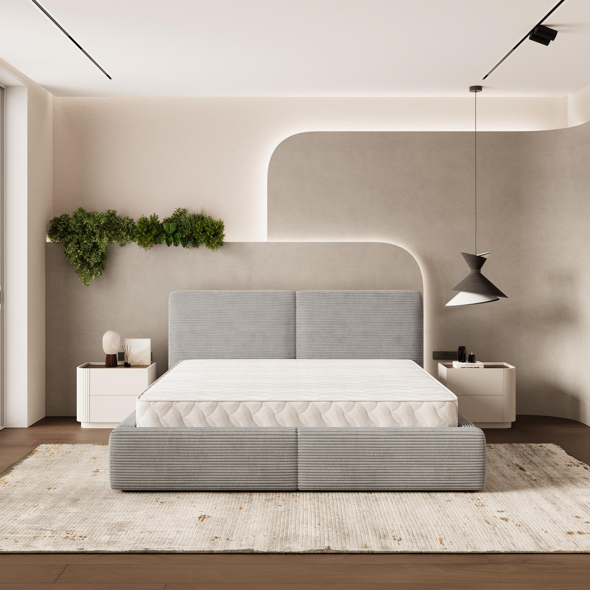ČALOUNĚNÁ Postel FELURO 120x200 cm Světle šedá - světle šedá, kompozitní dřevo/textil (120/200cm) - MASSENO