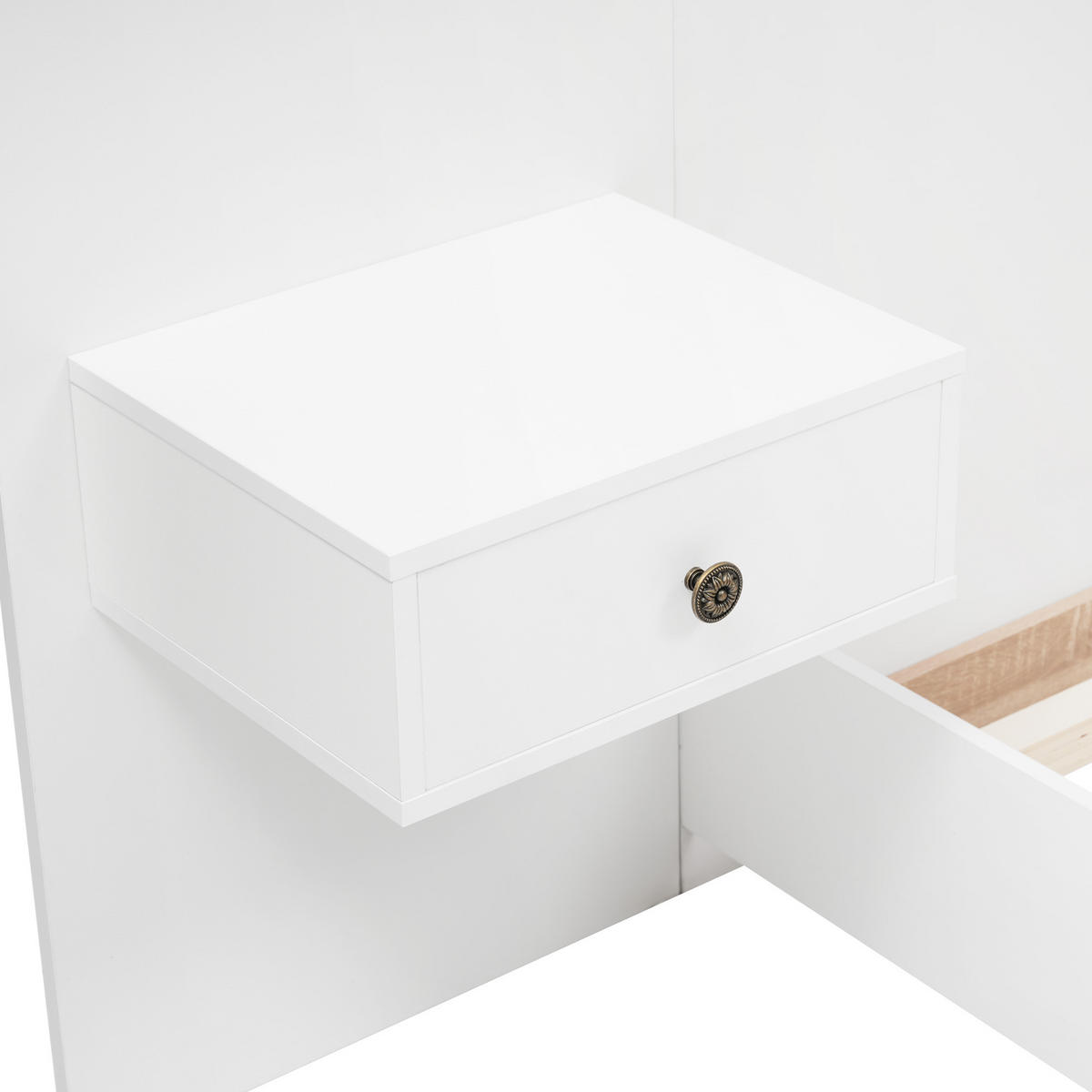 DOPPELBETT 180/200 cm DE-00207, in Weiß, 2 LED-Nachttischen - Weiß, Holz (180/200cm) - ComfortXL