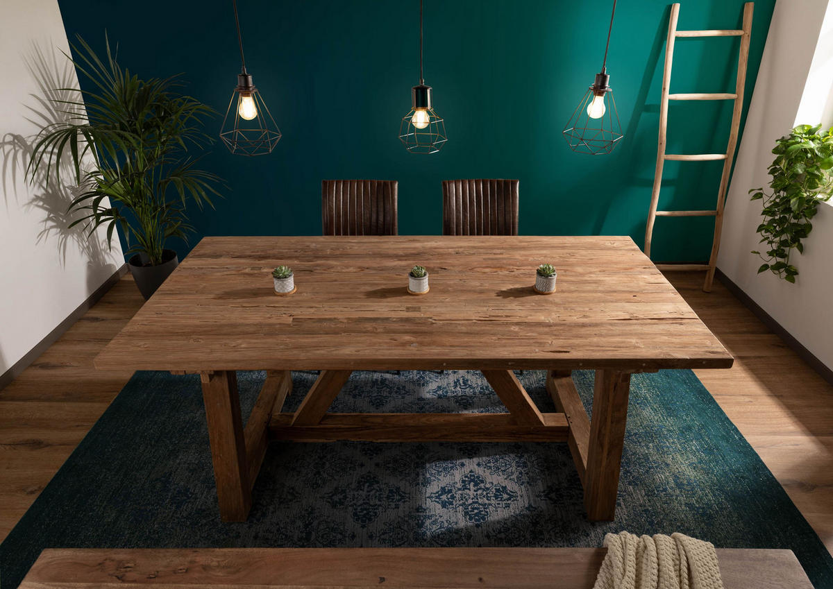 ESSTISCH Teak 270x100x78 natur unbehandelt BASSANO #147 - Naturfarben, Holz (270/100/78cm) - Massivmoebel24