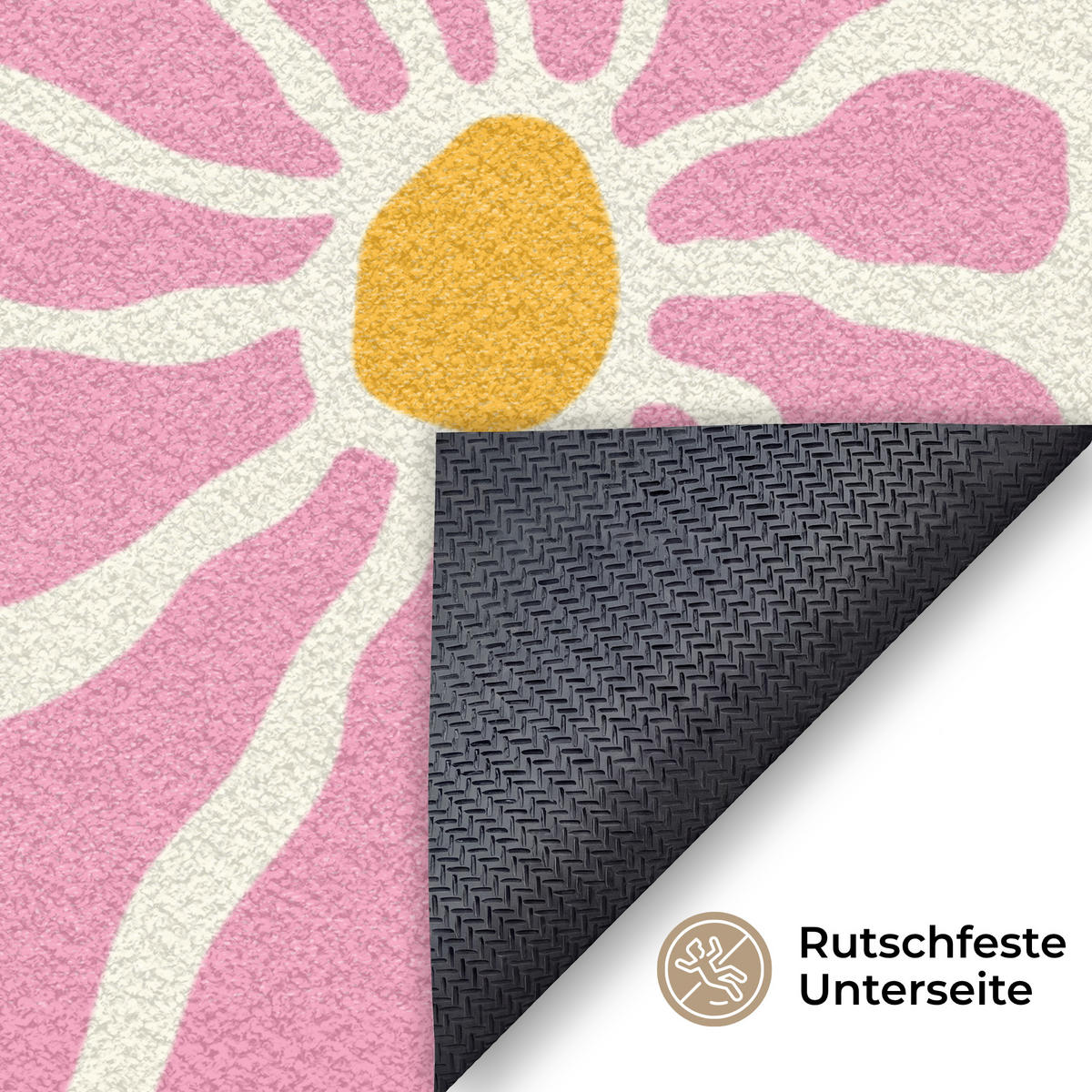 ROHOŽKA Kvety - vzor - ružová - béžová - oranžová 150x90 cm - ružová, plast (150/90cm) - MuchoWow