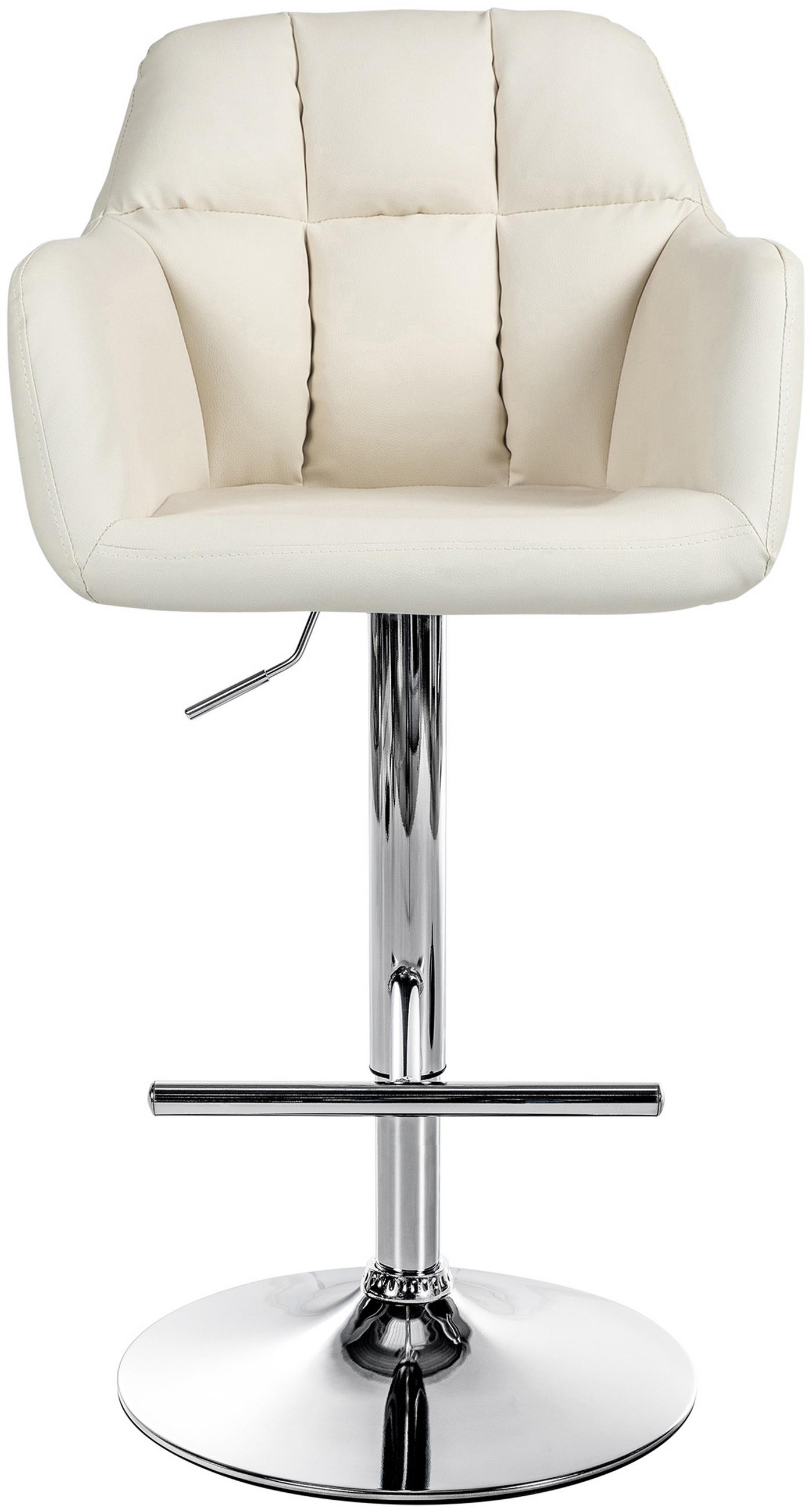 BARHOCKER Nardo Kunstleder chrom creme - Chromfarben/Creme, Kunststoff/Metall (57/118/59cm) - TPFLiving