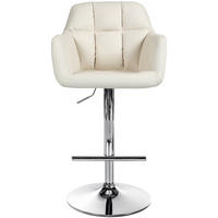 BARHOCKER Nardo Kunstleder chrom creme - Chromfarben/Creme, Kunststoff/Metall (57/118/59cm) - TPFLiving