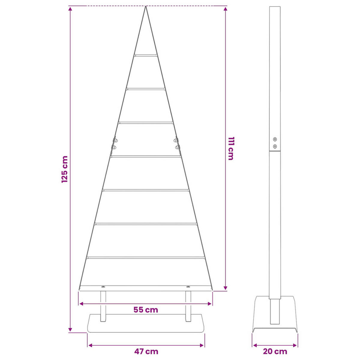 WEIHNACHTSBAUM Metall 54.5/20/125.5 Cm Schwarz Stahl - Schwarz, Metall (125.5cm) - vidaXL
